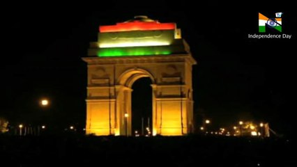 Independence Day- Indian building illuminate with tricolour