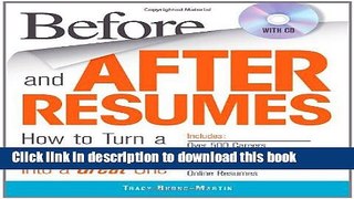 [Popular Books] Before and After Resumes with CD: How to Turn a Good Resume Into a Great One