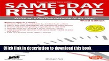 [Popular Books] Same-Day Resume, 3rd Ed: Write an Effective Resume in an Hour (Same-Day Resume: