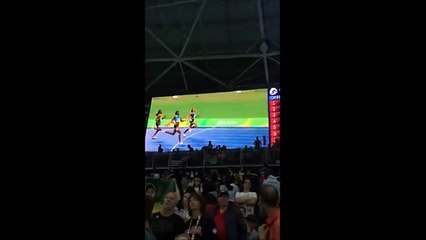 リオオリンピック女子400mでヘッドスライディングゴールで優勝！
