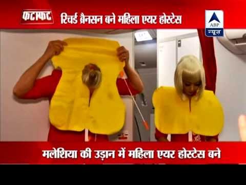 Virgin boss dons lipstick and dress to work as flight attendant after losing bet