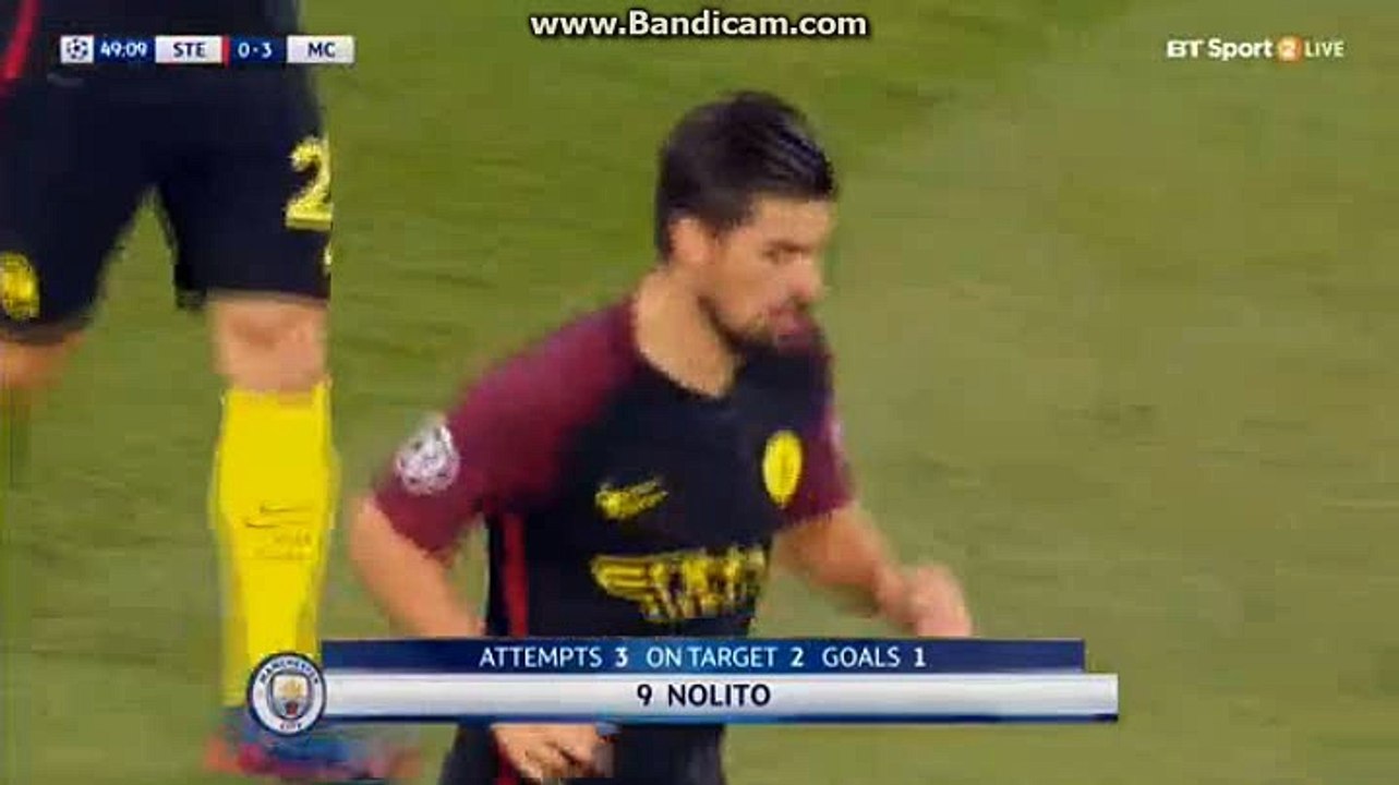 Nolito Goal HD  Steaua Bucharest 0-3 Manchester City 16.08.2016