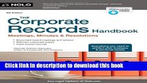 [Popular] The Corporate Records Handbook: Meetings, Minutes   Resolutions Hardcover OnlineCollection