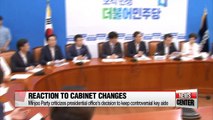 Political parties' reaction to President Park's partial reshuffle
