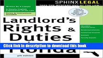 [Popular] Landlord s Rights and Duties in Florida Hardcover Free
