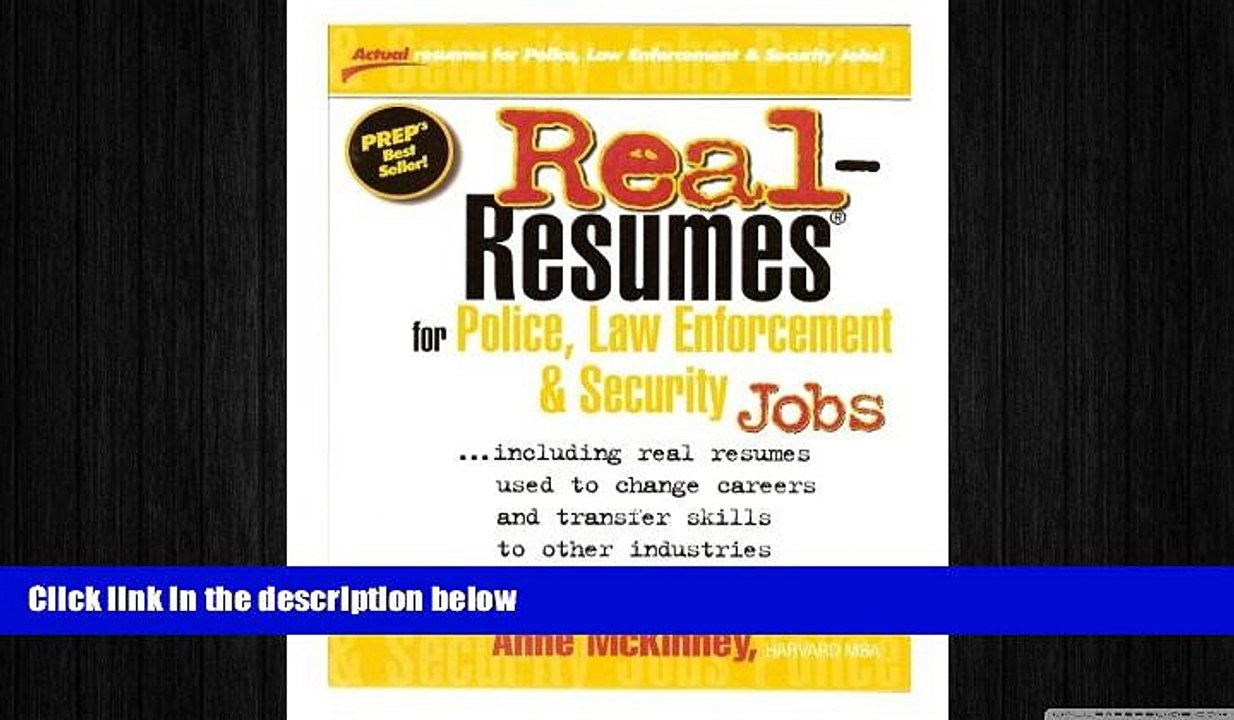 FREE PDF  Real-Resumes for Police, Law Enforcement,   Security Jobs (Real-Resumes Series)  FREE