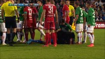 Guarda-redes atacado por espectador durante jogo de futebol