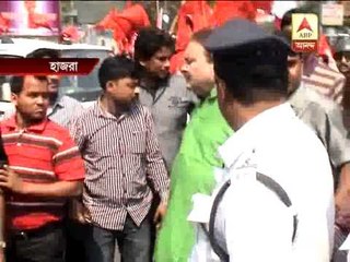 Transport Minister Madan Mitra faces agitation of strike supporters in Hazra