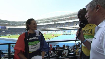 Athlétisme - Quand Usain Bolt félicite Mélina Robert-Michon !