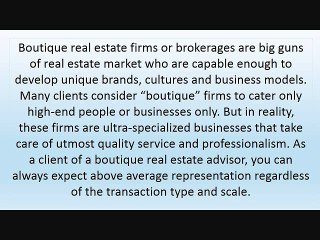 6 Major Reasons to Use Boutique Real Estate Advisors