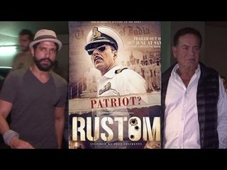 Salim Khan & Farhan Akhtar Spotted At RUSTOM Movie Special Screening