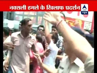Congress workers protest in Bhopal against naxal attack