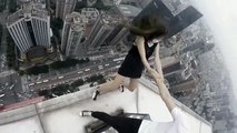 Rooftopping girl has PERFECT trust in her boyfriend!A Crazy Trust Game in China