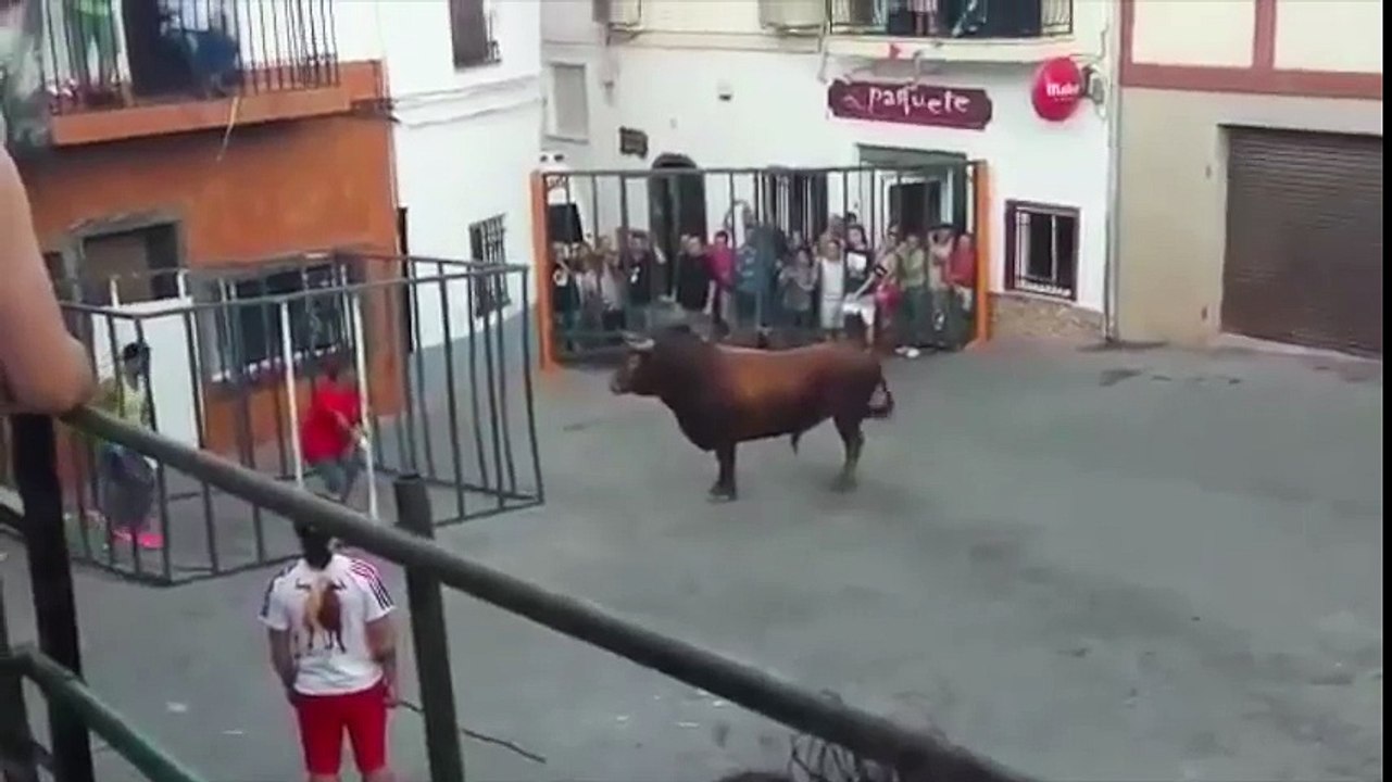 ¡Toro se cuela en una jaula y embiste a aficionado!