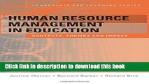 [Download] Human Resource Management in Education: Contexts, Themes and Impact Hardcover Online
