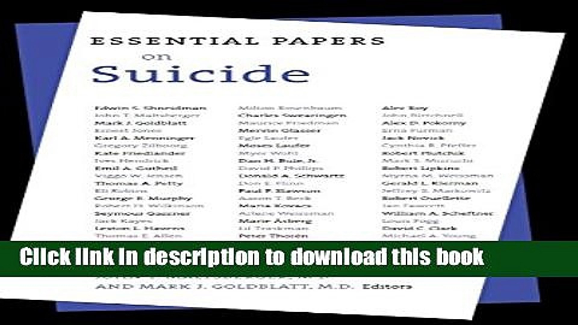 ⁣[Download] Essential Papers on Suicide (Essential Papers on Psychoanalysis) Hardcover Collection