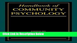 Ebook Handbook of Community Psychology Free Online