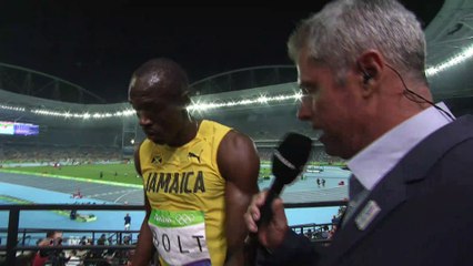 Interview d'Usain Bolt après sa 1/2 finale du 200m