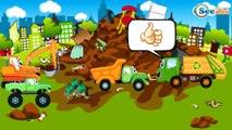 Diggers Cartoon for children about Excavator & Crane with other Cars. Trucks Construction Cartoons