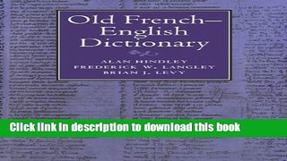 [Popular Books] Old French-English Dictionary Full Online