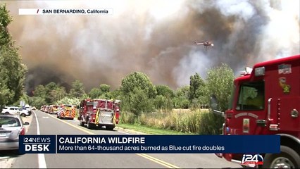 California wildfire : more than 64-thousand acres burned as Bue cut fire doubles