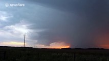 Churning storm cell develops over Lake Manitoba