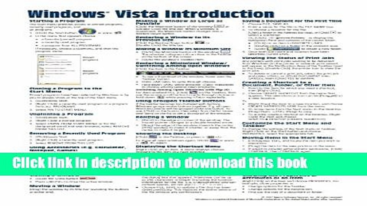 [Download] Microsoft Windows Vista Quick Reference Guide (Cheat Sheet of Instructions, Tips