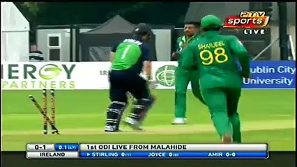 What A Beauty !!! Muhammad Amir Clean Bowled Stirling in 1st ODI vs Ireland 2016
