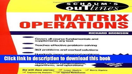 [Download] Schaum s Outline of Matrix Operations Hardcover Free