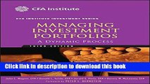 [Popular] Managing Investment Portfolios: A Dynamic Process Hardcover Online