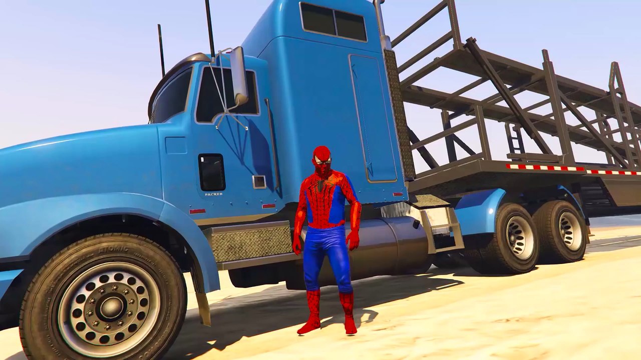 Cars Transportation with Spiderman in Car Cartoon for Kids Nursery Rhymes Songs
