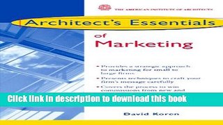 [Popular] Architect s Essentials of Marketing Paperback Free
