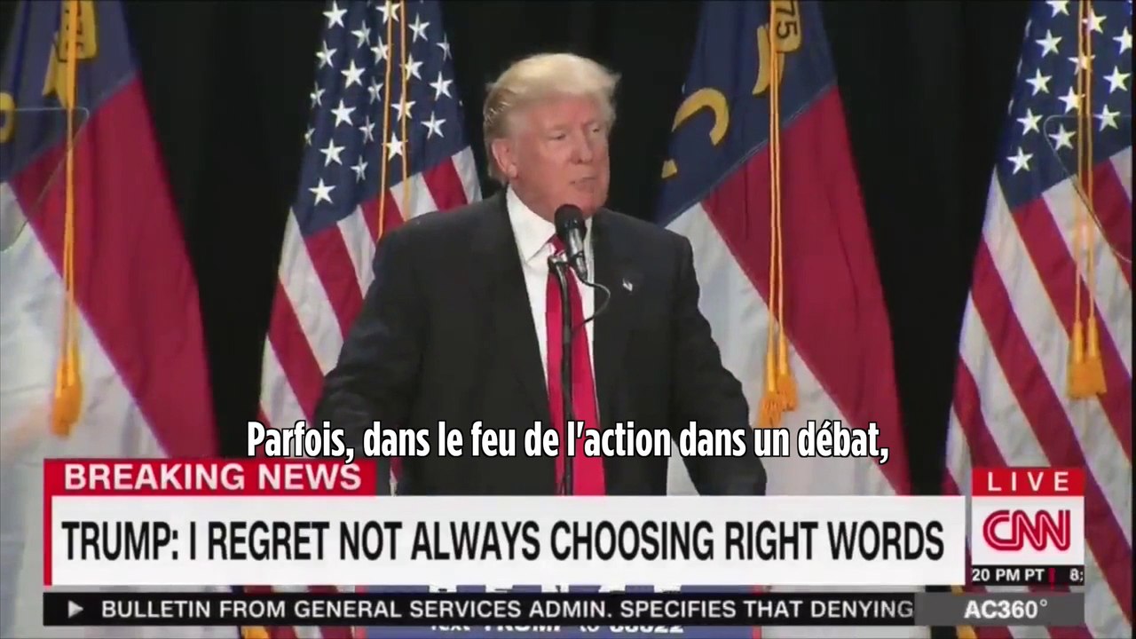 Trump "regrette" d'avoir pu blesser des gens avec ses propos