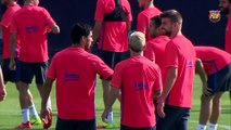 FC Barcelona training session: Hold final session before league season kicks off