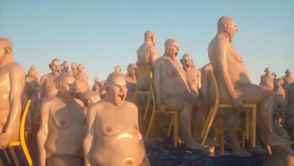 Des hommes nus sur des chaises en pleine mer (WTF)