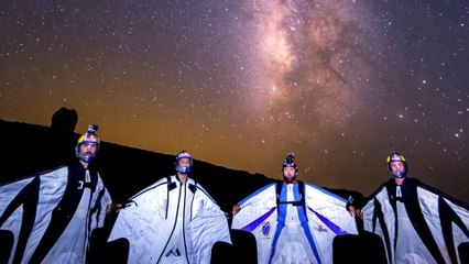 Wingsuit Flying Among the Shooting Stars