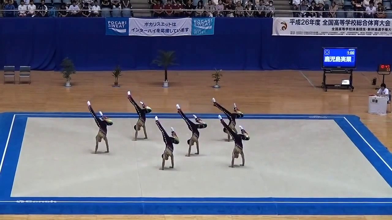 【爆笑新体操】鹿児島実業高校 ♪笑点 ♪進撃の巨人 オタゲーww
