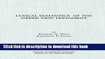[PDF] Lexical Semantics of the Greek New Testament (Resources for Biblical Study) Free Online