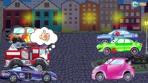 Camión de Bomberos y Carros de Carreras - Dibujos animados de COCHES. Dibujos in Spanish