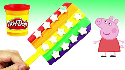 Play Doh RainBow Star - Learn make rainbow ice cream with peppa pig toys