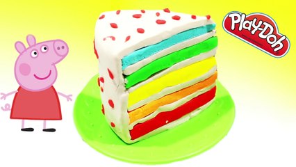 Play Doh Cake - Learn to make rainbow cake for peppa pig español funny video for kids