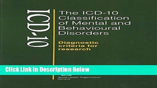 Books The ICD-10 Classification of Mental and Behavioural Disorders: Diagnostic Criteria for