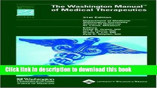 New Book Washington Manual of Medical Therapeutics, 31st Edition