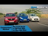 Renault Kwid vs Maruti Alto 800 vs Hyundai Eon - Comparison Review | MotorBeam