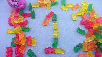 Learn To Count 0 to 10 with HARIBO BEARS! Hello Kity Surprise Egg Opening
