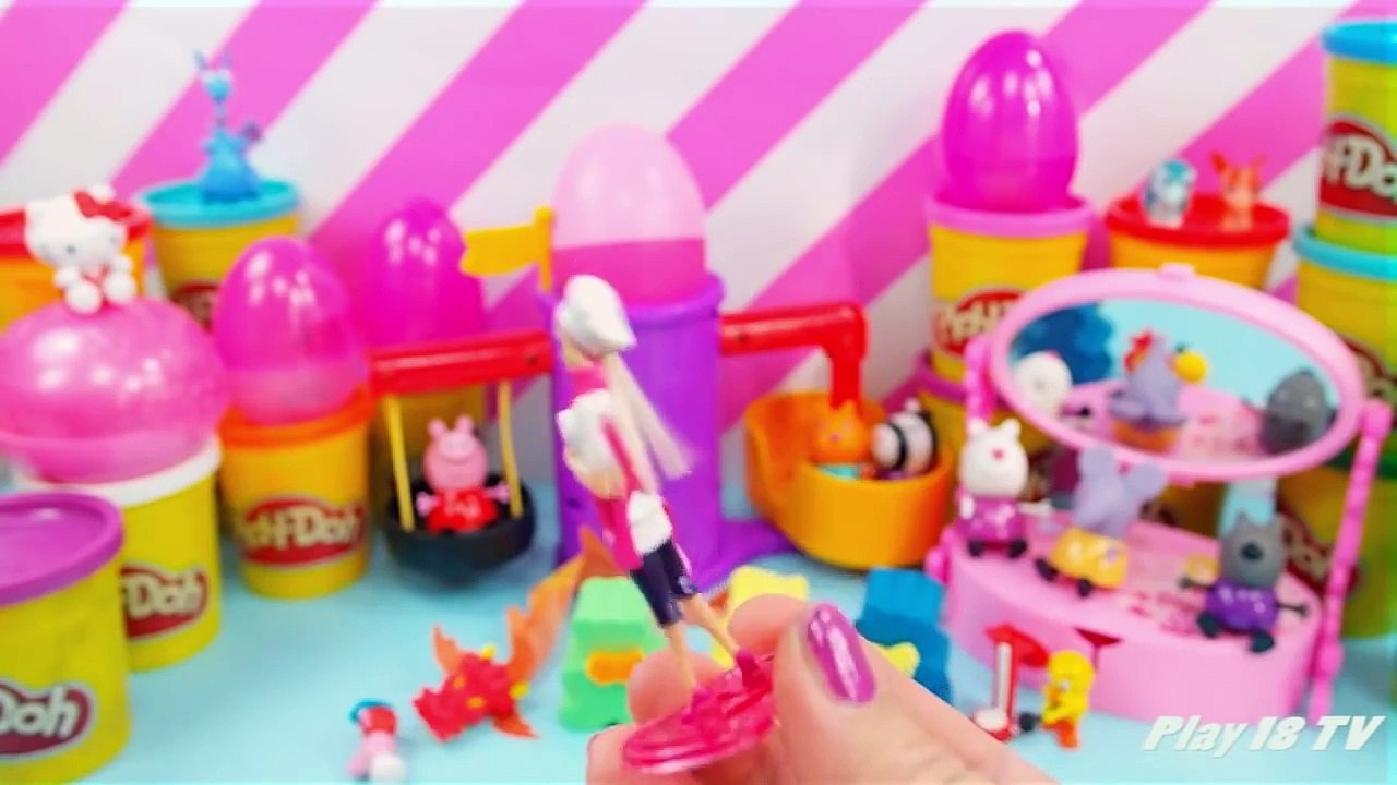 Barbie Hello kitty Play doh Kinder surprise eggs Peppa pig toys