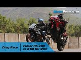 Pulsar RS 200 vs KTM RC 200 - Drag Race | MotorBeam