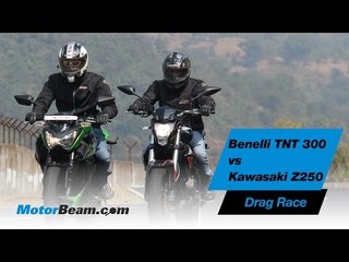 Benelli TNT 300 vs Kawasaki Z250 - Drag Race | MotorBeam