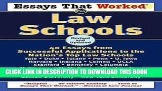 Best Seller Essays That Worked for Law Schools: 40 Essays from Successful Applications to the