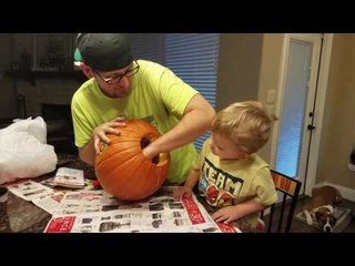 Toddler Carves His First Pumpkin and Is Horrified by What's Inside
